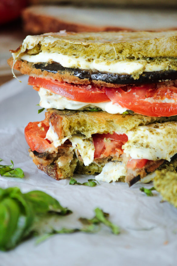 Eggplant Pesto Caprese Grilled cheese | And They Cooked Happily Ever After